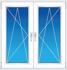 Окно металлопластиковое REHAU EURO 60. Размер 1,30х1,40м. 2 открывные створки. 1-камерный стеклопакет, 24 мм.