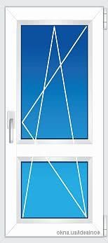 Дверь балконная с импостом REHAU EURO 60. Размер 0,80х2,10м. 1-камерный стеклопакет, 24 мм.