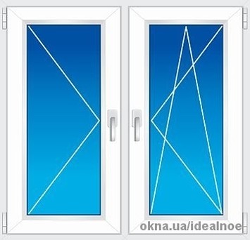 Дверь балконная двойная со штульпом REHAU EURO 60. Размер 1,40х2,10м. 2-камерный стеклопакет, 32 мм.