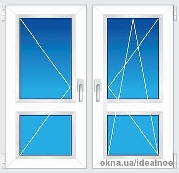 Дверь балконная двойная с импостом REHAU EURO 70. Размер 1,40х2,10м. 2-камерный стеклопакет, 32 мм.