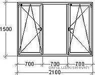 Металлопластиковое окно 2100*1500 (4-9-4-9-4)