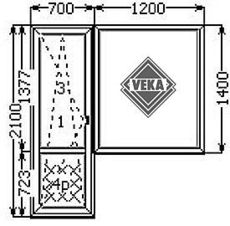 Балконный блок , фурнитура MACO, стеклопакетом 4-12-4-8-4
