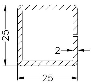 Труба-квадрат 25 х 25 х 2,0 mm