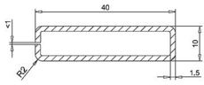 Труба-квадрат 40 х 10 х 1,5 mm