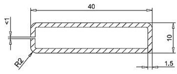 Труба-квадрат 40 х 10 х 1,5 mm