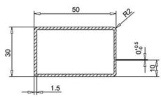 Труба-квадрат 50 х 30 х 1,5 mm