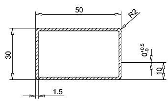 Труба-квадрат 50 х 30 х 1,5 mm