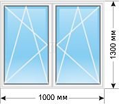 Двустворчатое окно с двумя открываниями от 1242 грн.