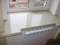 Подоконник из литого искусственного камня, водостойкий