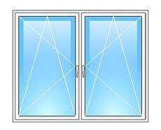 Двустворчатое окно с двумя открываниями 1500х1500 Rehau Euro-Design 70