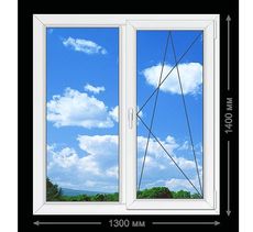 Окно двустворчатое 1300*1400