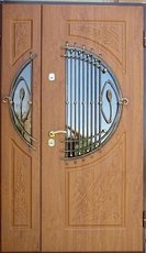 Двери входные со стеклопакетом и ковкой