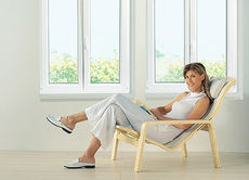 Купить металлопластиковые окна Рехау в Киеве. Окна с фурнитурой МАСО - двустворчатые, одна половина поворотно-откидная, 1,35х1,65 м