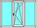 Трехстворчатое окно с внутренней ламинацией, профиль WDS 505 фурнитура Масо, стеклопакет однокамерный