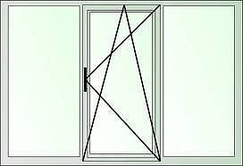 Трехстворчатое окно с внутренней ламинацией, профиль WDS 505 фурнитура Siegenia, стеклопакет двухкамерный с энергосбережением.