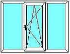 Трехстворчатое окно с наружной ламинацией, профиль Aluplast 4000 фурнитура Siegenia, стеклопакет двухкамерный