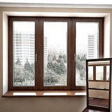 Окно ПВХ Fenster трехстворчатое поворотное с пленочной ламинацией для дачи