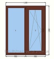 Окно из профильной системы Aluplast двухчастное поворотное в средней ценовой категории, размер: 1,0 х 1,6 м