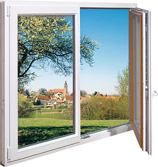 Окно двустворчатое REHAU euro 60, фурнитура SIEGENIA. Ширина 1300 мм, высота 1400мм. Правая створка поворотнооткидная, левая створка глухая. Стеклопакет энергосберегающий и солнцезащитный. Купить в Одессе со скидкой 15% - цена 1560 грн.