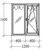 Окно ПВХ 1200*1400мм