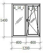 Окно ПВХ 1200*1400