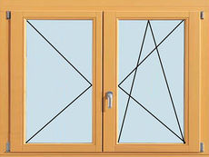 Двухстворчатое окно, поворотно-откидное с поворотным.