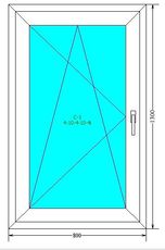 800х1300 Немецкое окно SCHUCO Corona AS60 с поворотно-откидной створкой, фурнитура SCHUCO VarioTec, энергосберегающий стеклопакет (4-10-4-10-4i)