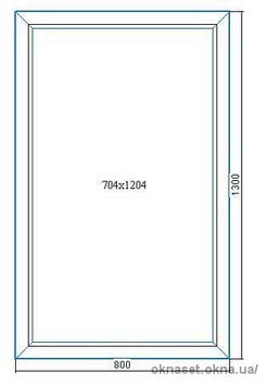 800*1300. ПВХ окно КВЕ Classic, энергосберегающий стеклопакет (4-8-4-8-4i).