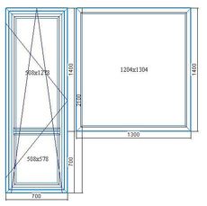 Балконный блок. Дверь 700*2100, окно 1300*1400. REHAU Brillant Design, фурнитура GU (Gretch-Unitas), энергосберегающий стеклопакет (4-10-4-10-4i).
