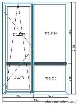 Балконная дверь 1500*2100. КВЕ Classic, фурнитура WinkHaus autoPilot, энергосберегающий стеклопакет (4-6-4-6-4i).