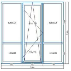 Балконная дверь 2100*2100. SCHUCO Corona AS 60, фурнитура SCHUCO VarioTec, стеклопакет энергосберегающий (4-10-4-10-4i)
