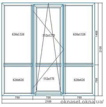 Балконная дверь 2100*2100. SCHUCO Corona AS 60, фурнитура SCHUCO VarioTec, стеклопакет энергосберегающий (4-10-4-10-4i)