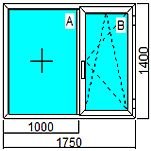 Пластиковые окна Rehau 60 в Киеве, 1750х1400