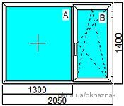 Купить энергосберегающие окна Rehau EURO 60 в Киеве, 2050х1400