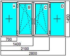 Балконы Киев, остекление балкона пластиковыми окнами ALMplast, 2800х1450