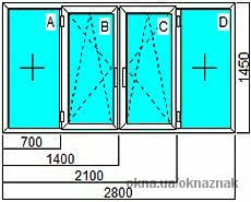 Балконы Киев, остекление балкона пластиковыми окнами ALMplast, 2800х1450