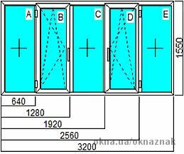 Остекление балконов окнами ALMplast, балконы Киев, 3200х1550