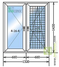 Металлопластиковое двухстворчатое окно КВЕ Balance (КБЕ Баланс)