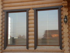 Окно металлопластиковое глухое в массе (золотой дуб)