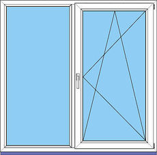 Двухчастное окно WINHOUSE 6060 размеры 1300х1350 мм