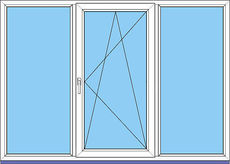 Трехчастное окно WINHOUSE 7070 размеры 1750х1350 мм