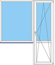Балконный блок WINHOUSE 6060 (дверь 2150х730мм, окно 1300х1350мм)