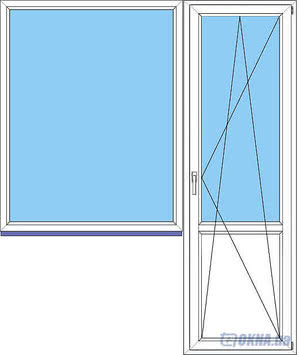 Балконный блок WINHOUSE 6060 (дверь 2150х730мм, окно 1300х1350мм)