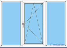 Трехчастное окно WINHOUSE 6060 размеры 1750х1350 мм
