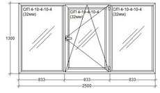 Окно тройное