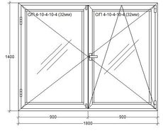 Окно двухстворчатое штульповое