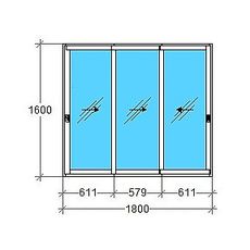 Окно раздвижное трехстворчатое