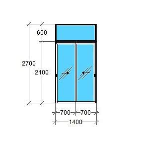 Алюминиевые раздвижные двери с фрамугой