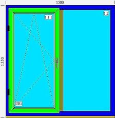 Окно двустворчатое c 2-х камерным стеклопакетом 32 мм (4-10-4-10-4)