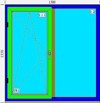 Окно двустворчатое c 2-х камерным стеклопакетом 32 мм (4-10-4-10-4)